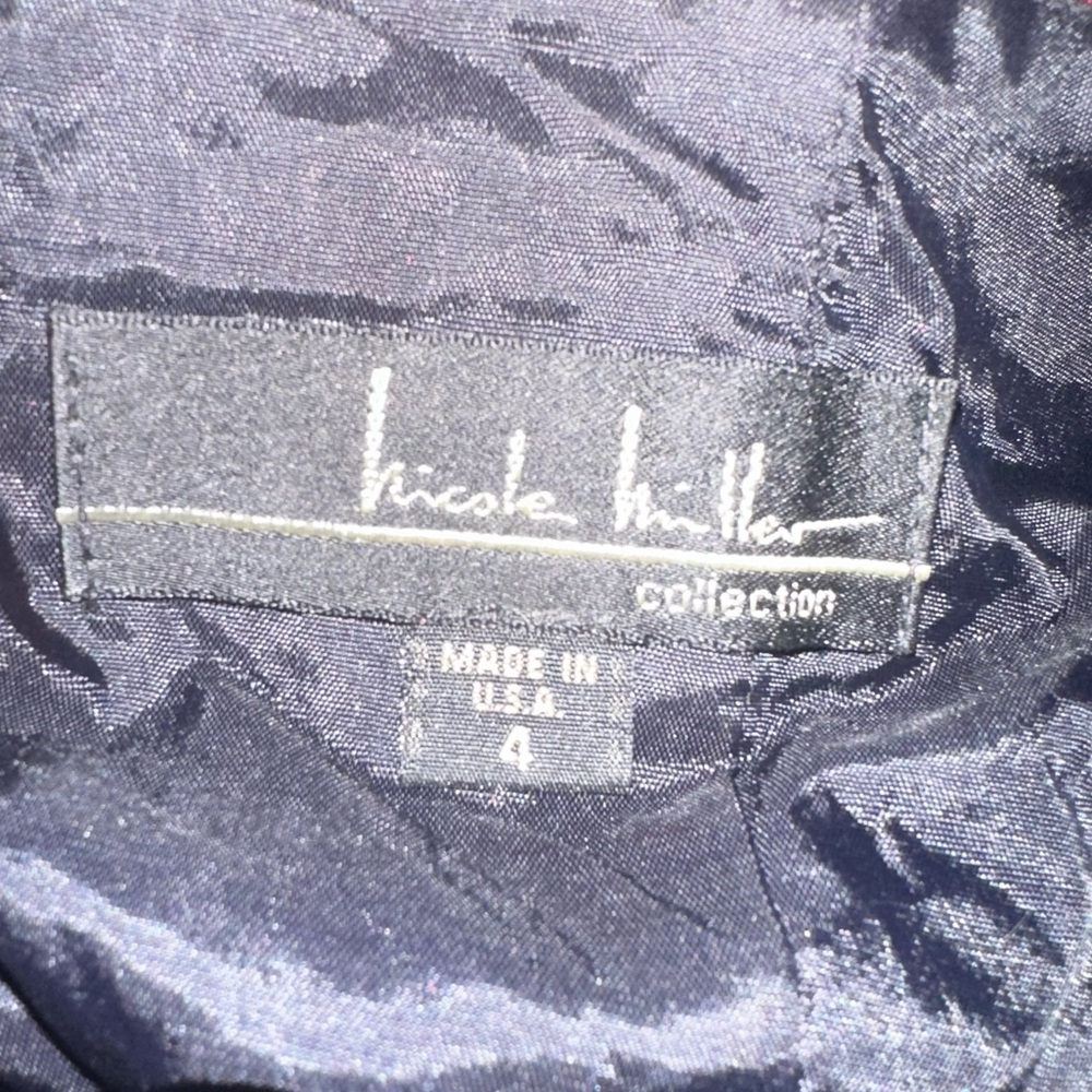 Vintage 90s Nicole Miller Red Burnout Velvet Dress w/ Fur Trim - Picture 13 of 15